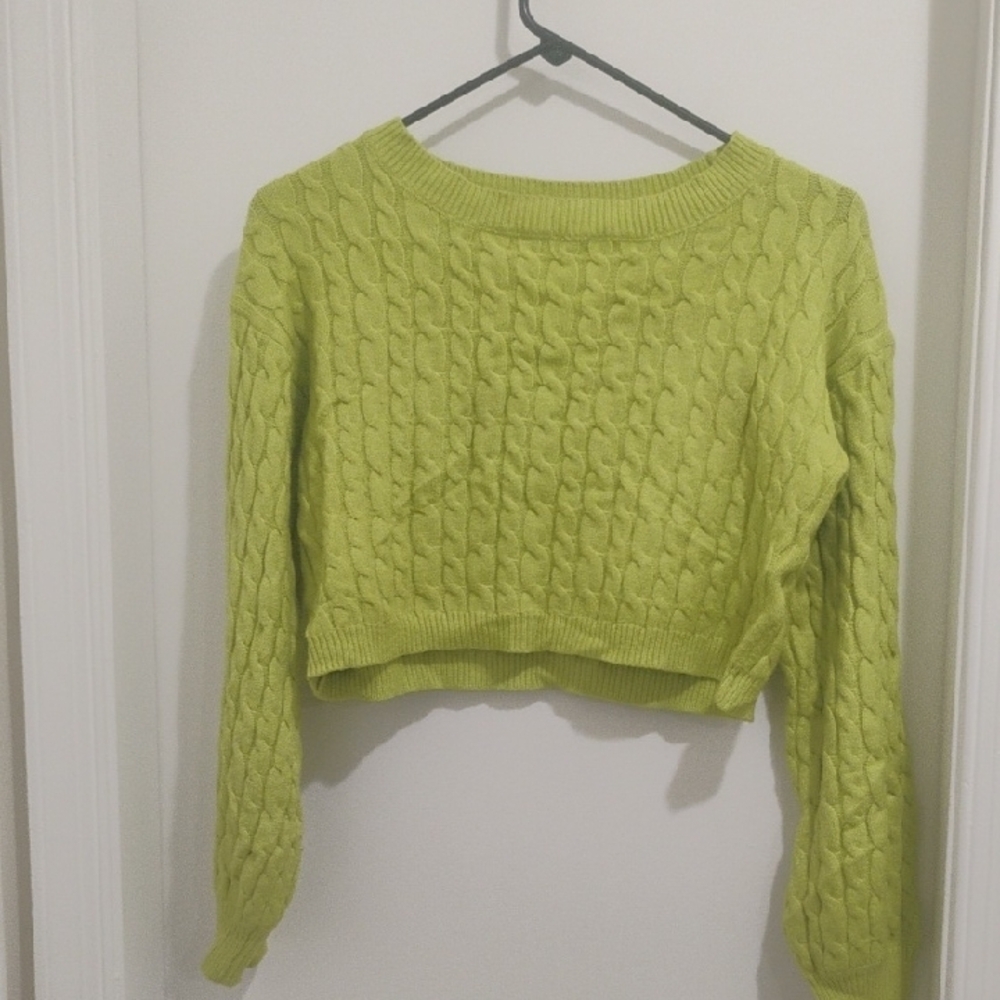 Cable Knit Lime Green Sweater